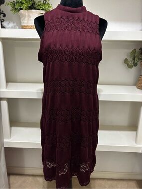 Halo Sleeveless Wine Knit Midi Dress